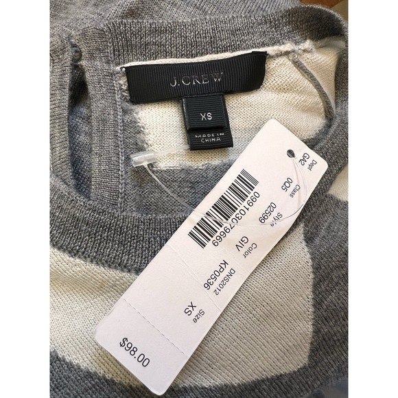 NWT J. Crew Womens XS Gray Trompe L'oeil Merino Wool Tippi Knit Sweater Pullover - Picture 7 of 8